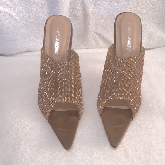 Fashion Nova Shoes - Fashion Nova Rose Pink Diamond Stilettos Size 7.5